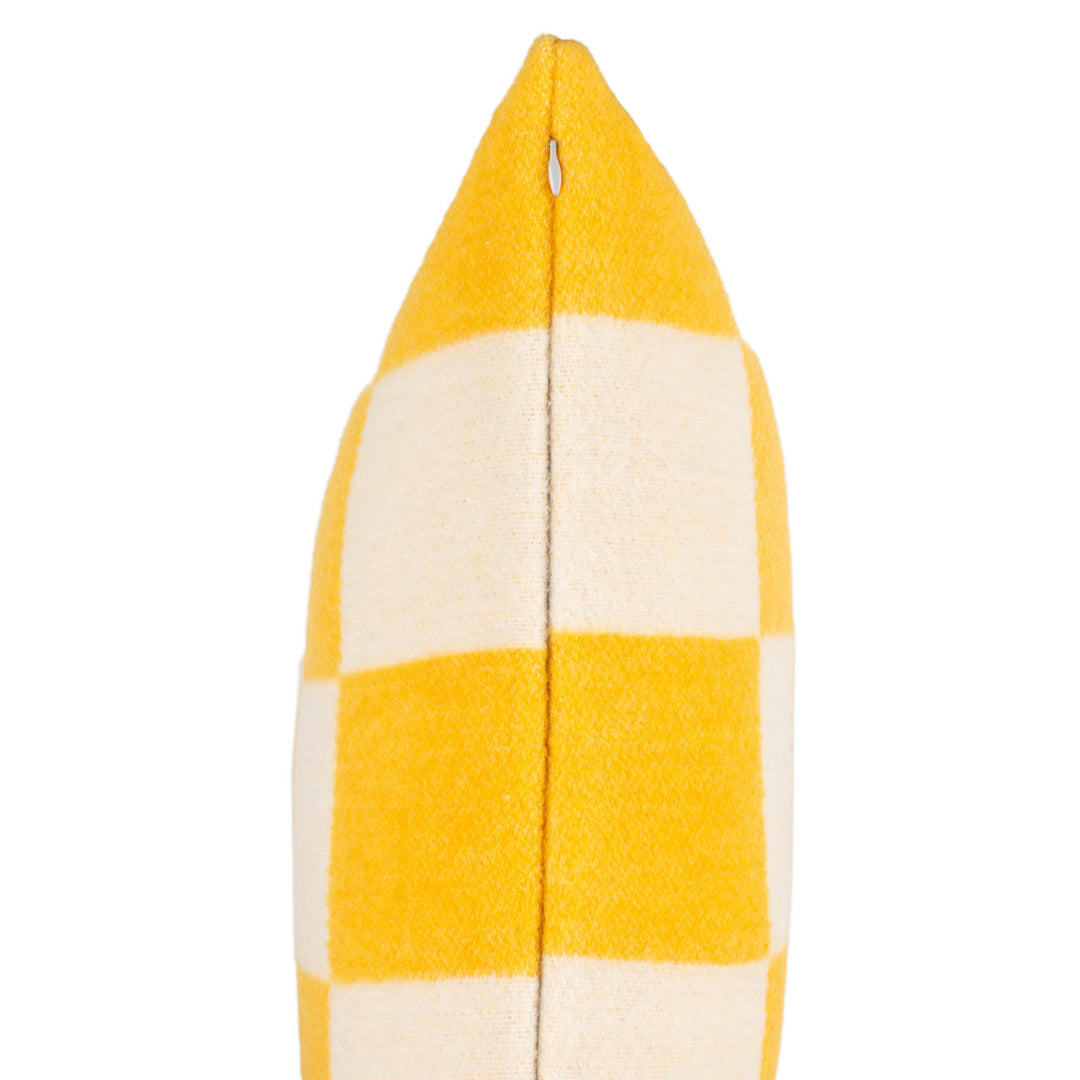 Wollkissen 45x45cm mit Karomuster in Giallo-Gelb-Offwhite