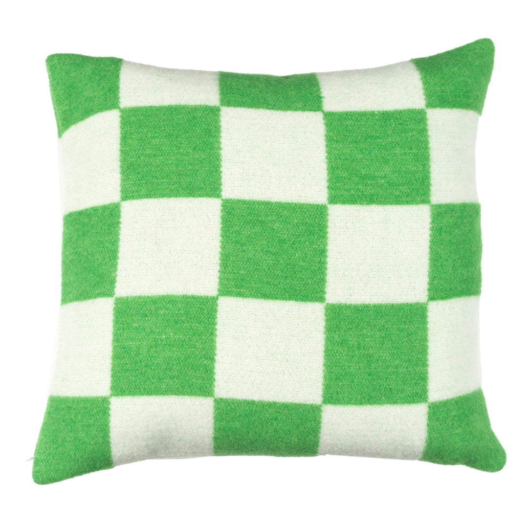 Wollkissen 45x45cm mit Karomuster in Mela-Grün-Offwhite