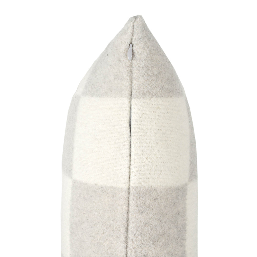 Wollkissen 45x45cm mit Karomuster in Perla-Grau-Offwhite