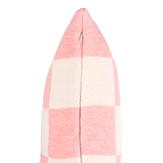 Wollkissen 45x45cm mit Karomuster in Rosé-Offwhite