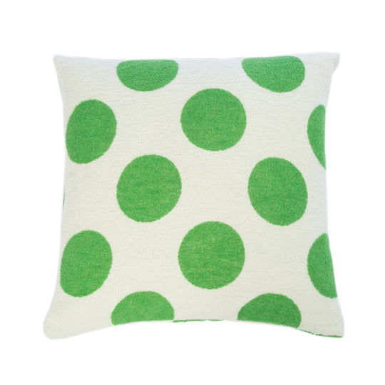 Wollkissen 45x45cm mit Punktmuster in Apfelgrün-Offwhite