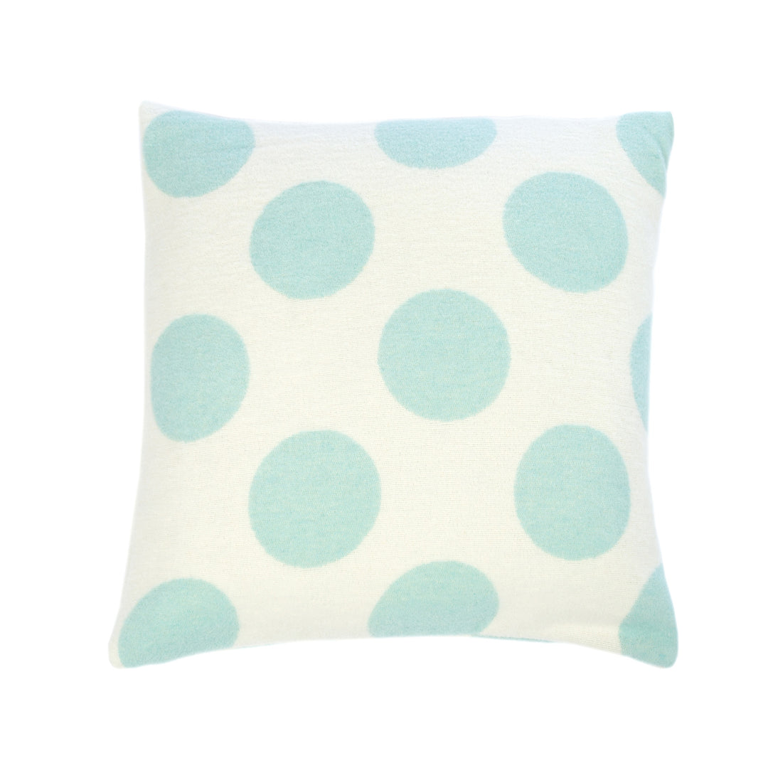 Wollkissen 45x45cm mit Punktmuster in Aqua-Offwhite