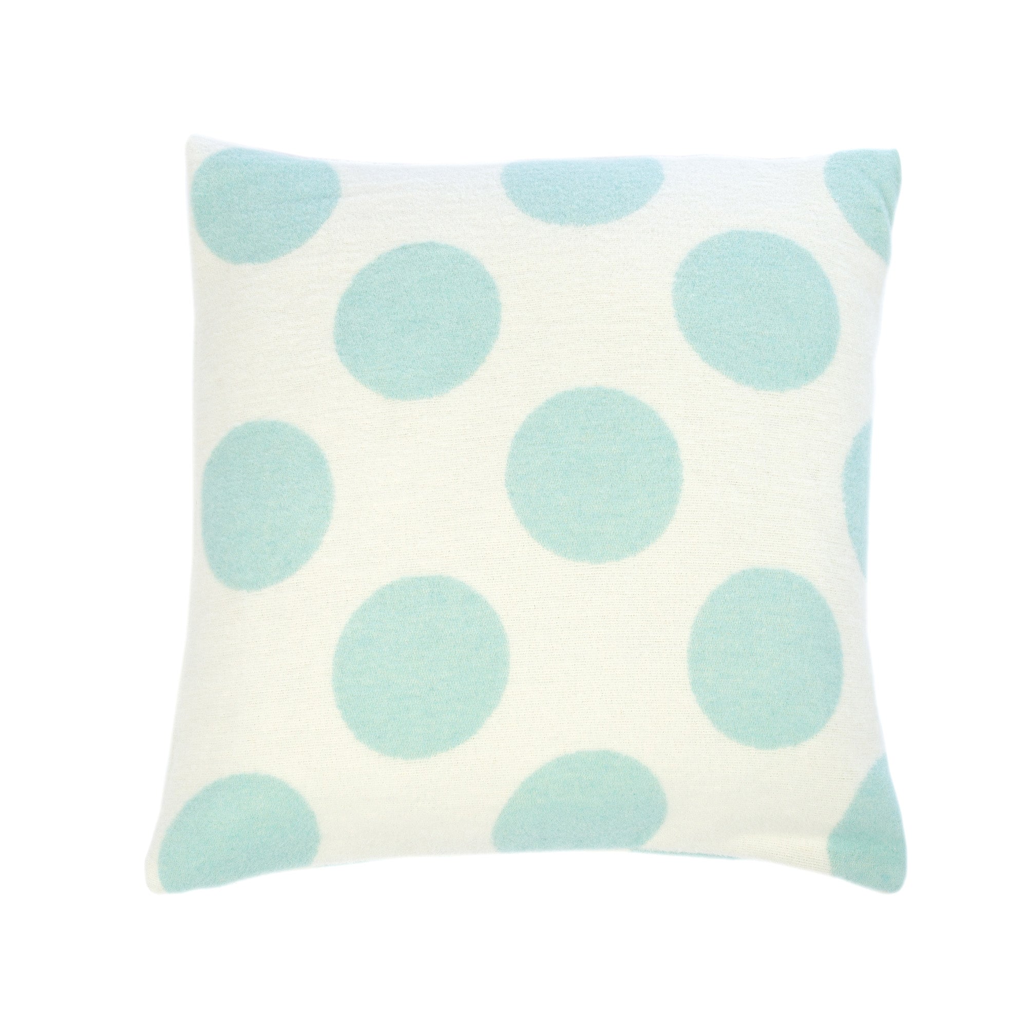 Wollkissen 45x45cm mit Punktmuster in Aqua-Offwhite