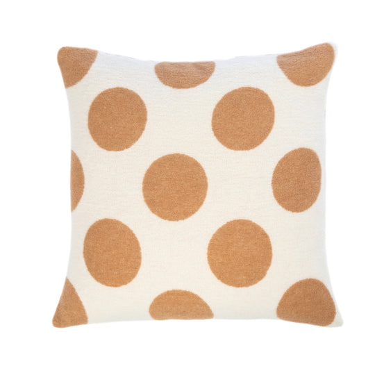 Wollkissen 45x45cm mit Punktmuster in Camelbraun-Offwhite