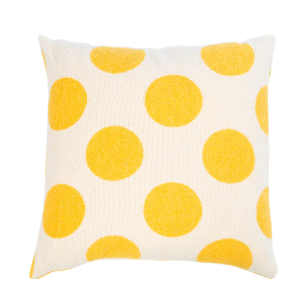 Wollkissen 45x45cm mit Punktmuster in Giallo-Gelb-Offwhite