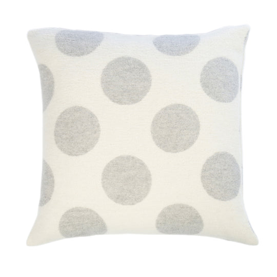 Wollkissen 45x45cm mit Punktmuster in Hellgrau-Offwhite