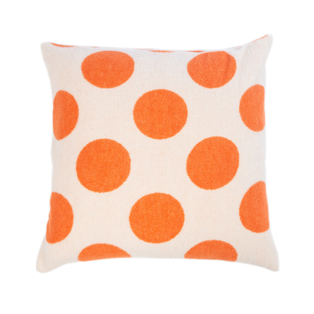 Wollkissen 45x45cm mit Punktmuster in Orange-Offwhite