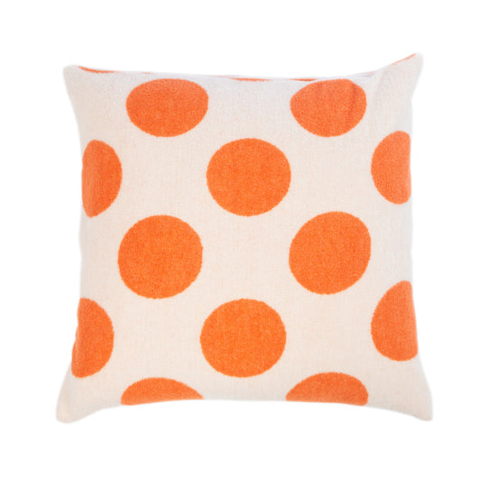 Wollkissen 45x45cm mit Punktmuster in Orange-Offwhite