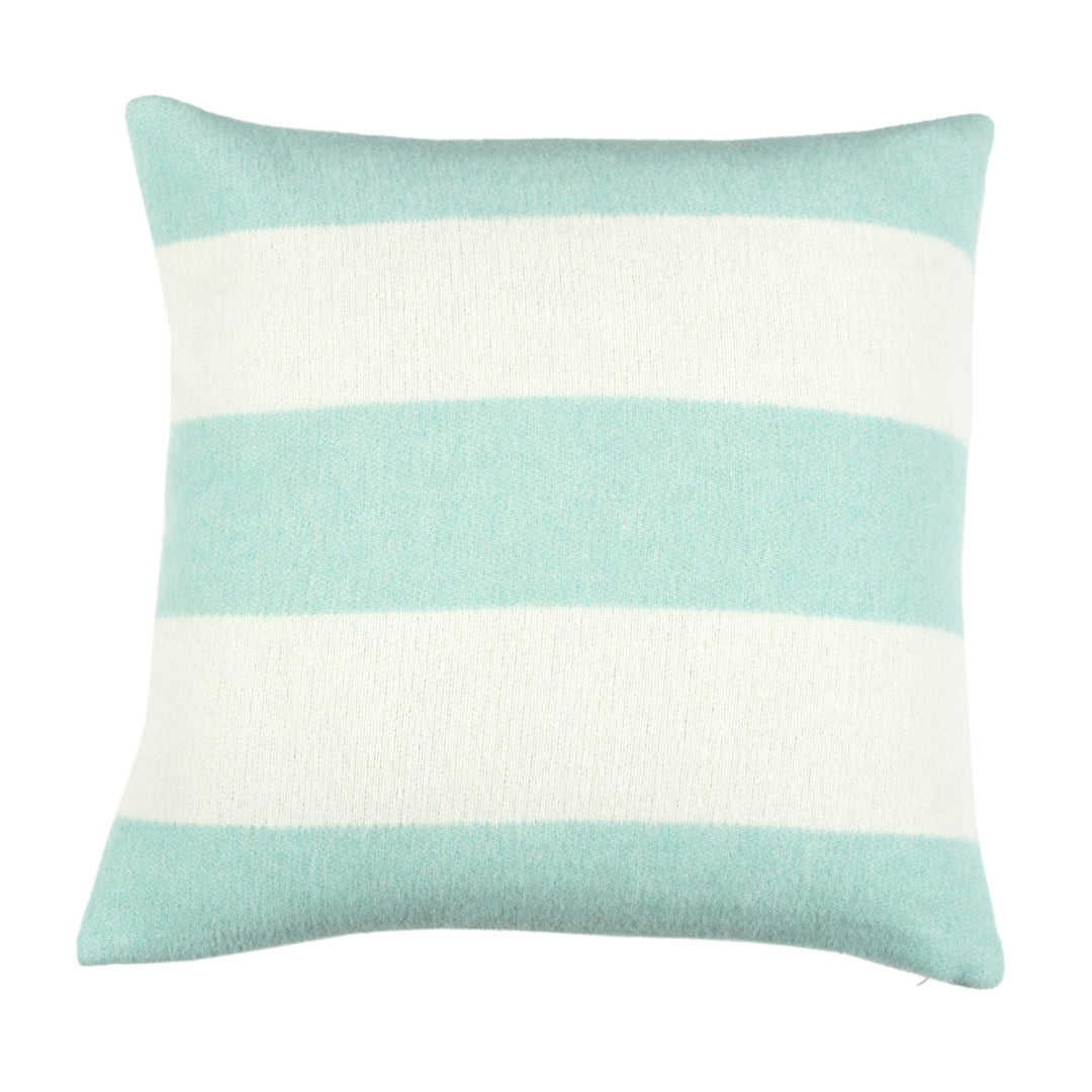 Wollkissen 45x45cm mit Streifenmuster in Aqua-Offwhite