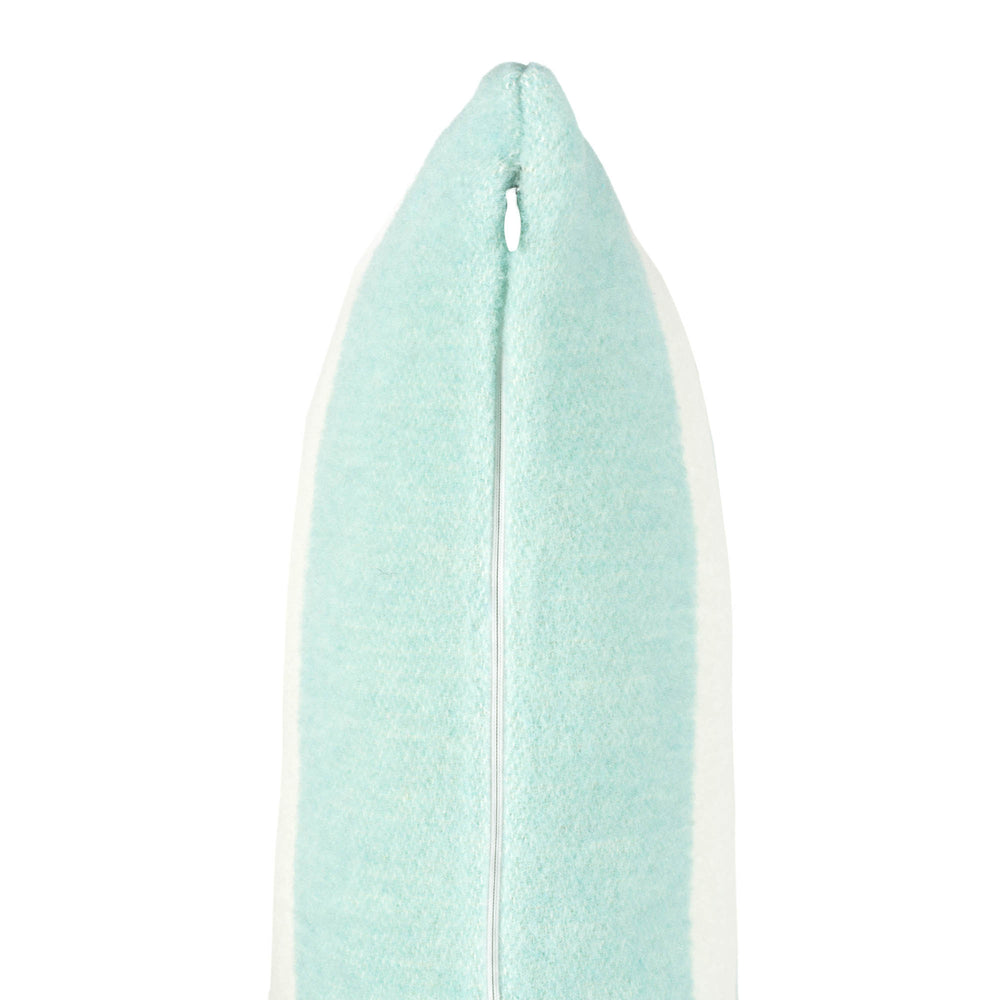 Wollkissen 45x45cm mit Streifenmuster in Aqua-Offwhite