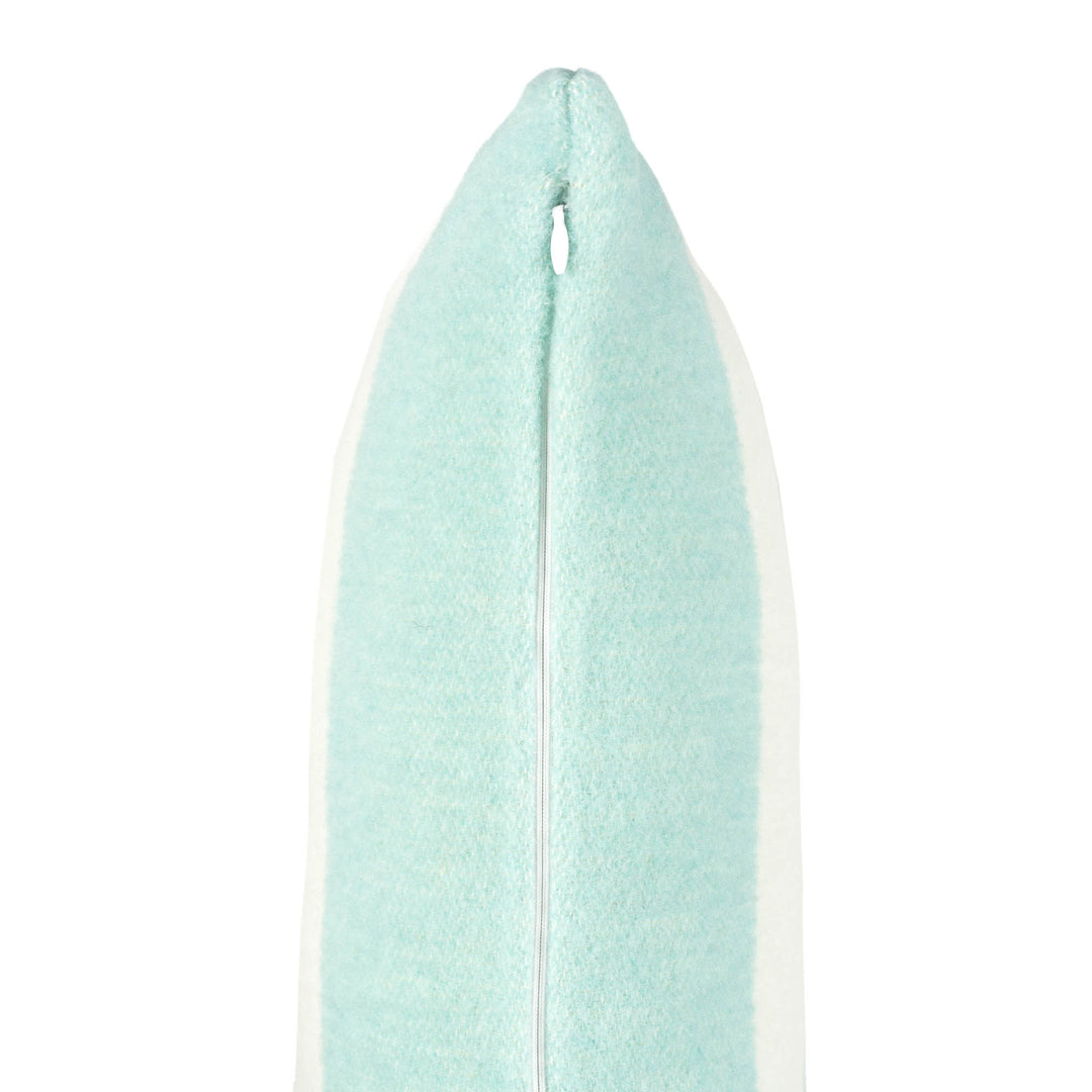 Wollkissen 45x45cm mit Streifenmuster in Aqua-Offwhite