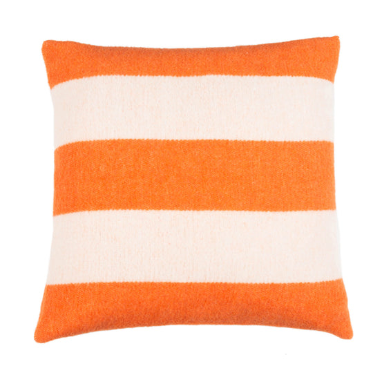 Wollkissen 45x45cm mit Streifenmuster in Arancia-Orange-Offwhite