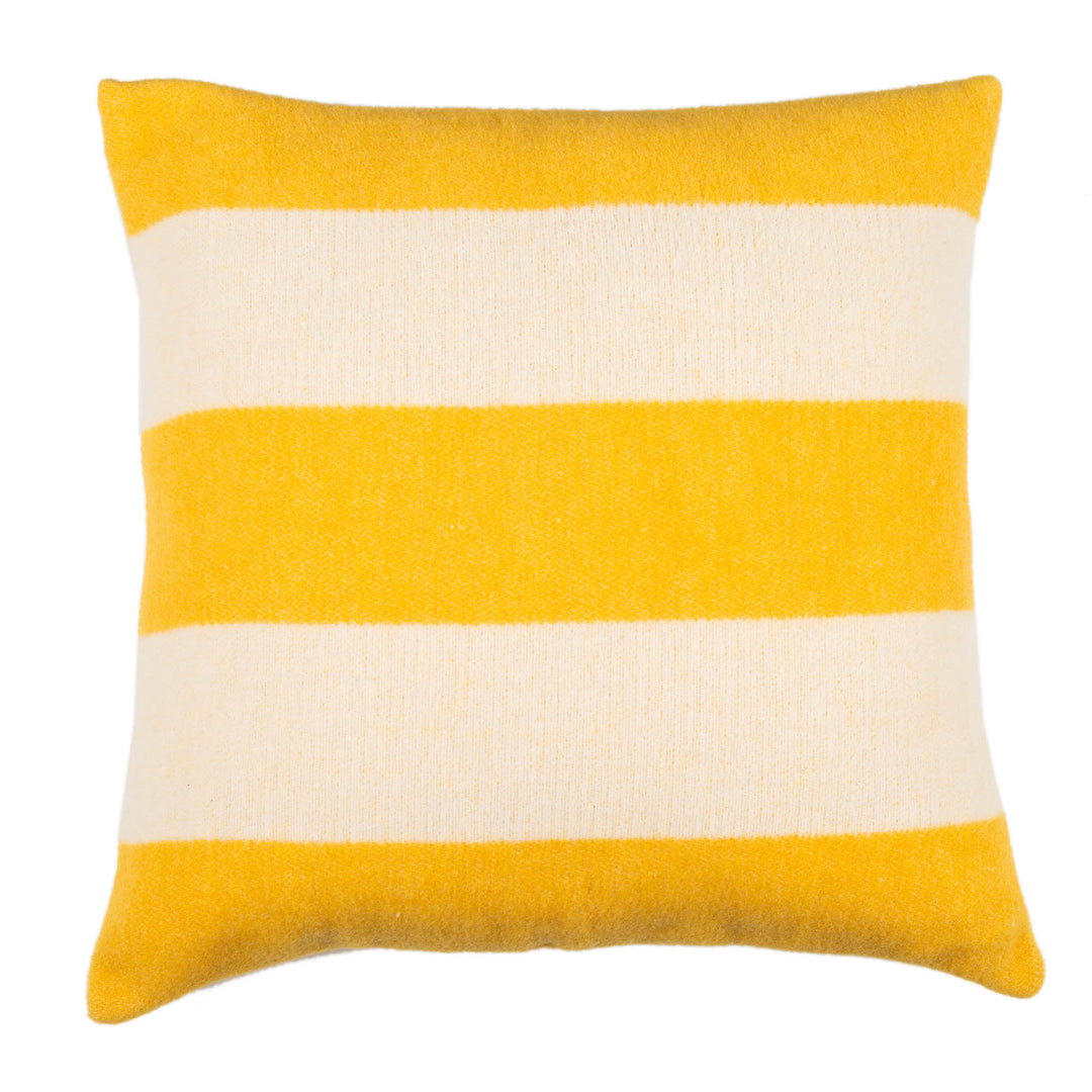 Wollkissen 45x45cm mit Streifenmuster in Giallo-Gelb-Offwhite