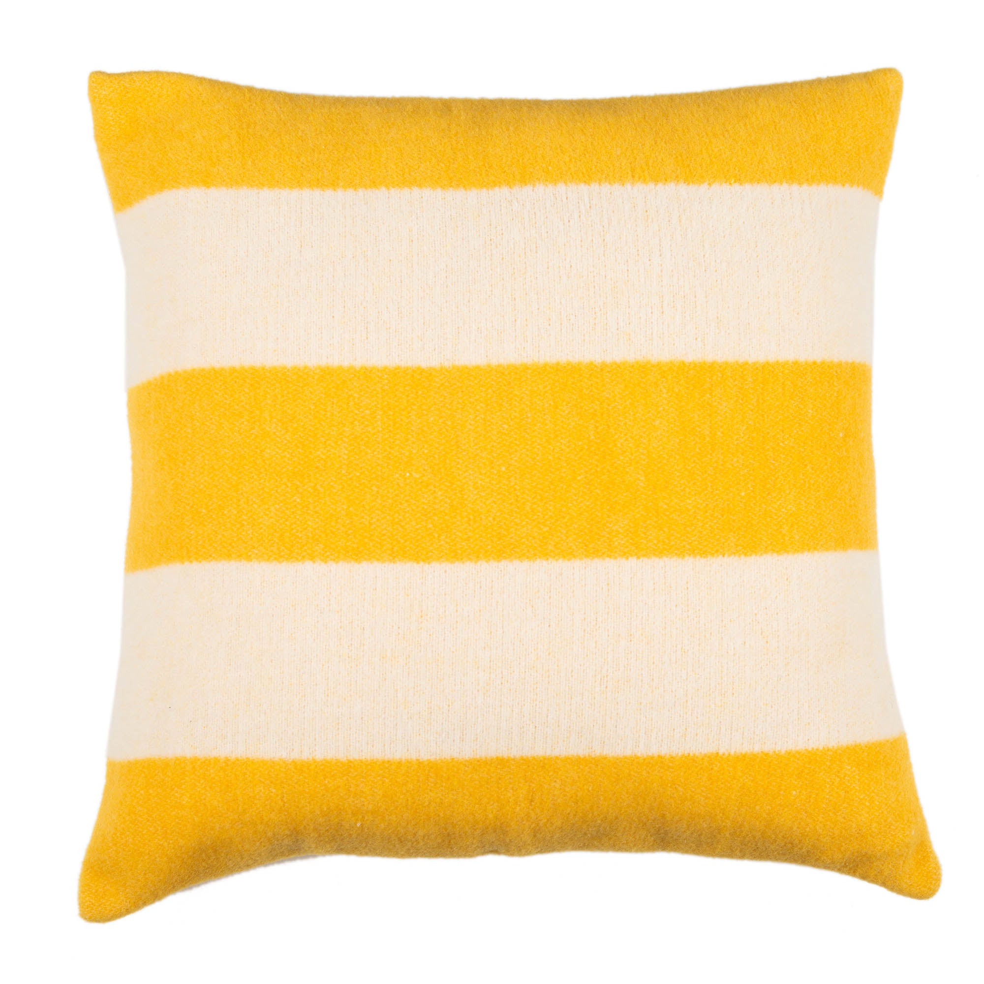 Wollkissen 45x45cm mit Streifenmuster in Giallo-Gelb-Offwhite