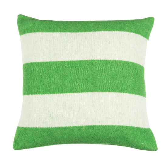 Wollkissen 45x45cm mit Streifenmuster in Mela-Grün-Offwhite