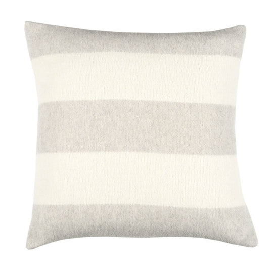 Wollkissen 45x45cm mit Streifenmuster in Perla-Grau-Offwhite