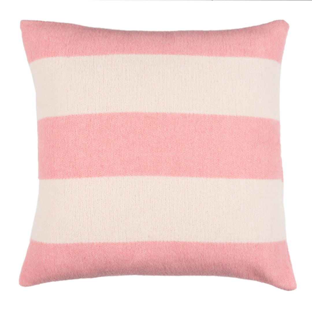 Wollkissen 45x45cm mit Streifenmuster in Rosa-Offwhite