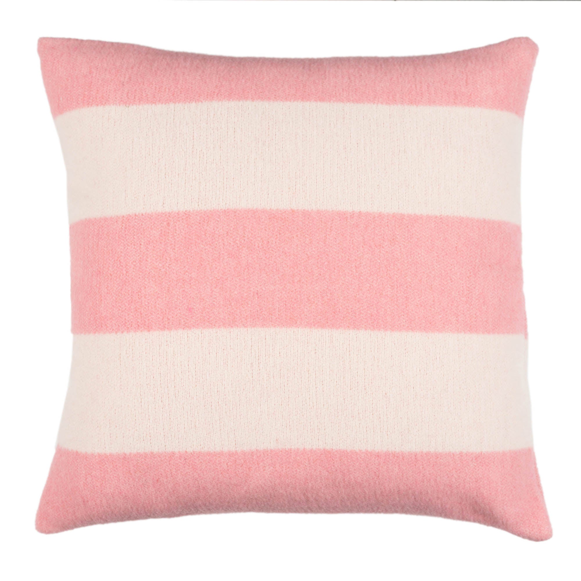 Wollkissen 45x45cm mit Streifenmuster in Rosa-Offwhite