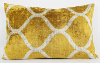 Silk/Velvet Kissenhülle 40x60cm Grafik-Maze Safran-Offwhite