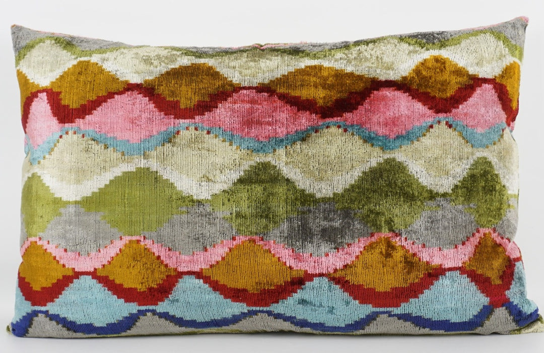 Seidenkissen 40x60 cm mit Wellenmuster in Multicolor