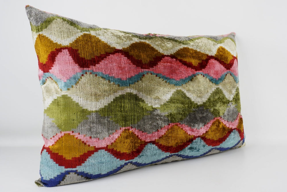 Seidenkissen 40x60 cm mit Wellenmuster in Multicolor