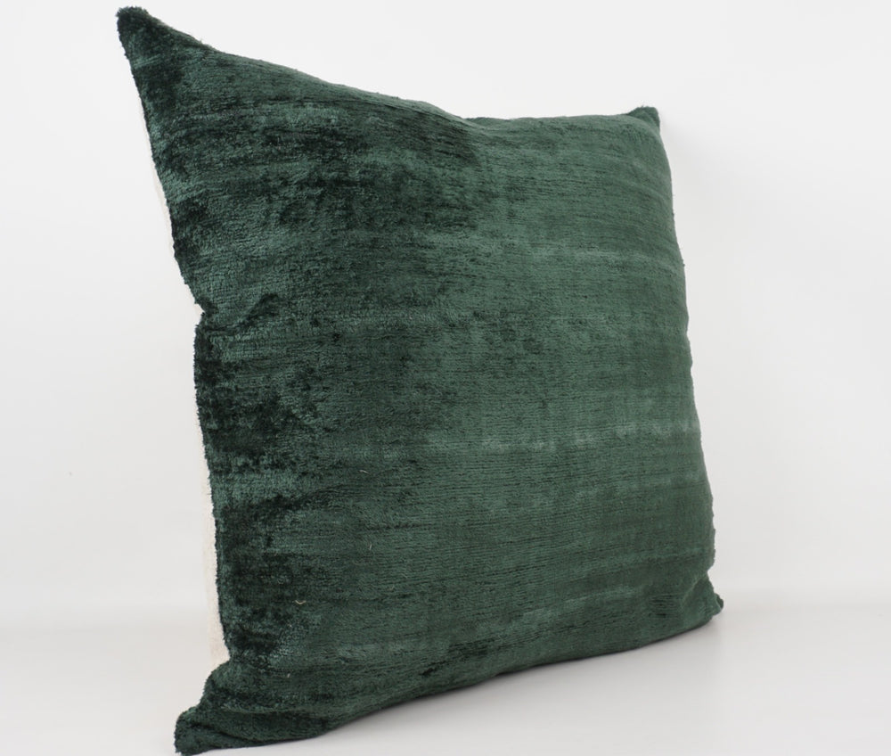 Seidenkissen 50x50cm Uni Dark Green aus Silk/Velvet