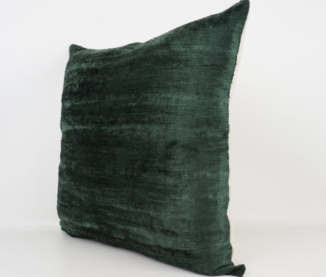 Seidenkissen 50x50cm Uni Dark Green aus Silk/Velvet