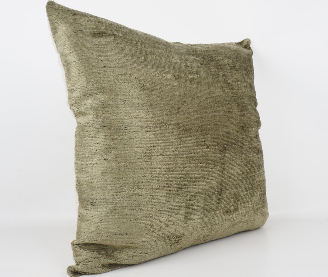 Seidenkissen 50x50cm Uni Olive aus Silk/Velvet
