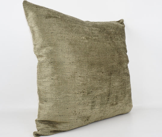 Seidenkissen 50x50cm Uni Olive aus Silk/Velvet