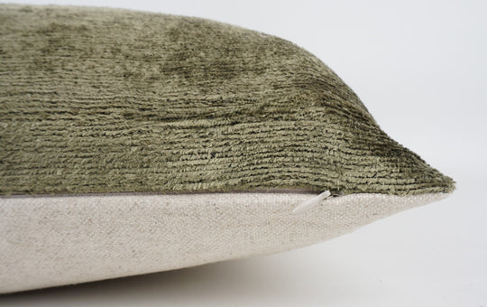 Seidenkissen 50x50cm Uni Olive aus Silk/Velvet
